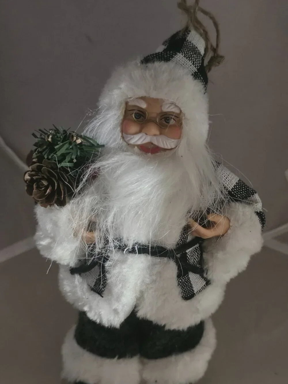2 Cute Santa Hard Plastic Ornaments - Preowned
